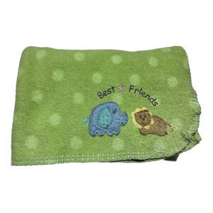 Circo Green Baby Blanket Polka Dot Best Friends Elephant Lion 2011 Fleece Target
